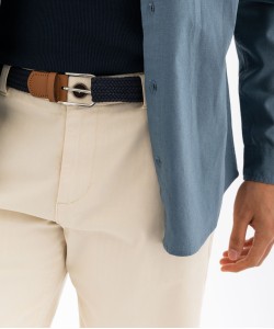 Bermuda chino droit avec ceinture tressée homme